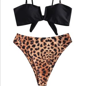 Leopard black swim suit